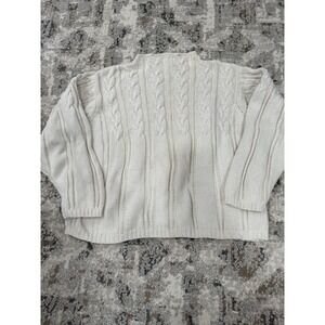 Vintage Eddie Bauer Sweater Womens Large Cream Cable Knit